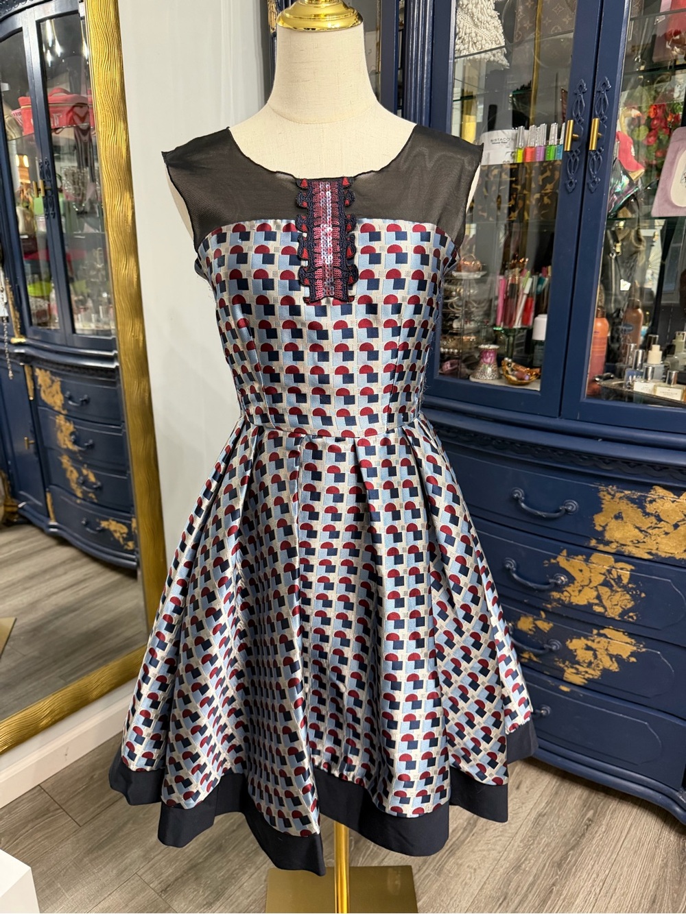 Beatrice .b Geometric Fit & Flare Mini Dress - NWT Made in Italy size 0